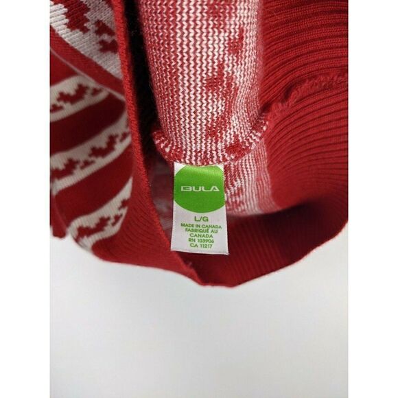 Bula Women's ski sweater Holiday wool jumper Red and white snowflakes SZ L - Picture 5 of 6